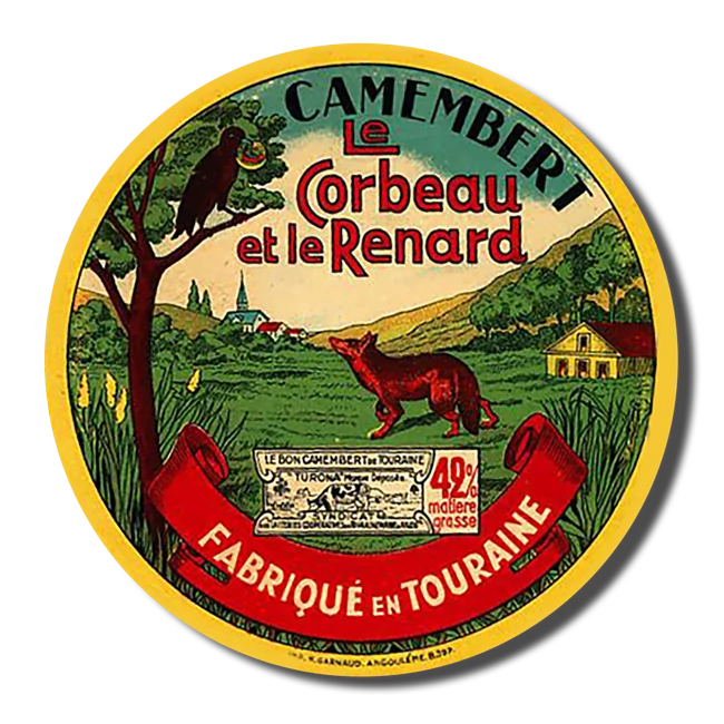 Boîte de camembert historique Le Corbeau et le Renard